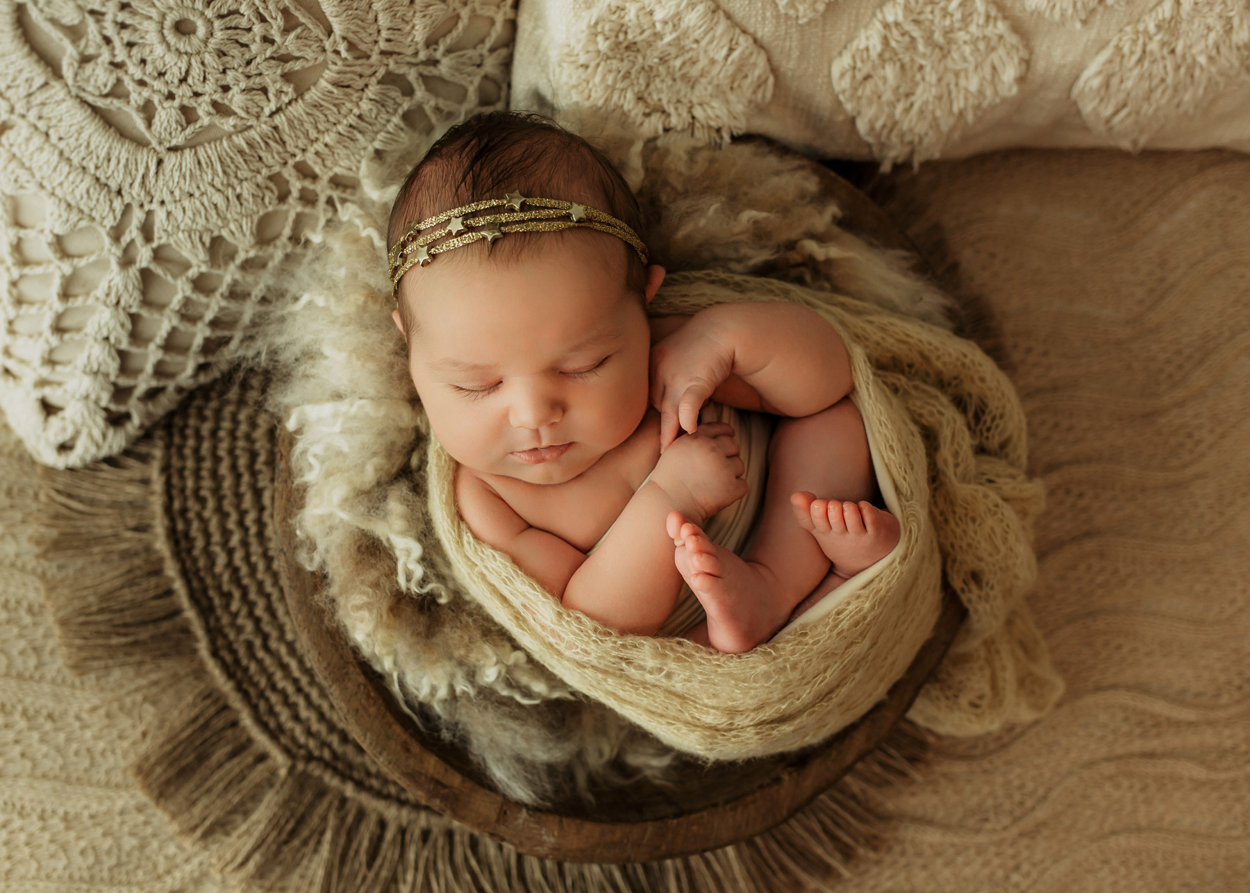 Wurzen Babyfotografie, Babyfotoshooting im Boho-Stil im Studio